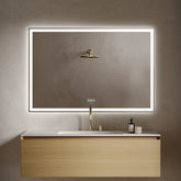 Oglinda LED 120×80 cm Dreptunghiulara, Senzor Miscare Premium – 3 Tipuri de Lumina, Dimabila, Ceas & Temperatura, Dezaburire