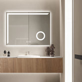 Oglinda LED 80×60 cm Dreptunghiulara, Senzor Miscare Premium – 3 Tipuri de Lumina, Dimabila, Ceas & Temperatura, Dezaburire