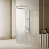 Panel de Dus Lux, Efect de Ploaie, 4 Functii Apa, Alb Mat