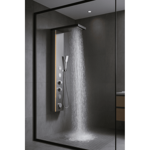 Panel de Dus cu Efect de Ploaie si Jeturi cu Masaj, LED Incorporat, Crom Periat
