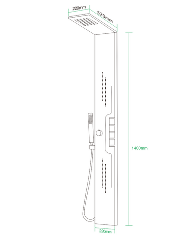 Panel de Dus Shark cu Efect de Ploaie si Jeturi cu Masaj, LED Incorporat, Negru Mat