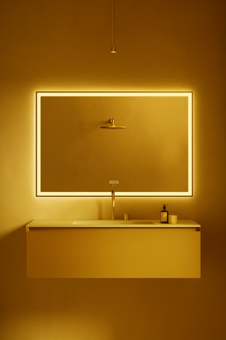 Oglinda LED 120×80 cm Dreptunghiulara, Senzor Miscare Premium – 3 Tipuri de Lumina, Dimabila, Ceas & Temperatura, Dezaburire