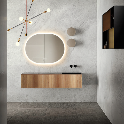 Oglinda LED 80×60 cm , Senzor Miscare Premium – 3 Tipuri de Lumina, Dimabila, Ceas & Temperatura, Dezaburire