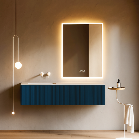 Oglinda LED 60×80 cm, Senzor Miscare Premium pentru 3 Tipuri de Lumina, Dimabila, Ceas & Temperatura, Dezaburire