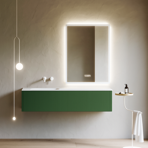 Oglinda LED 60×80 cm, Senzor Miscare Premium pentru 3 Tipuri de Lumina, Dimabila, Ceas & Temperatura, Dezaburire