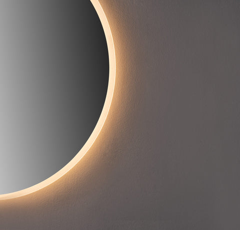 Oglinda LED 80×80 cm, Senzor Miscare Premium – 3 Tipuri de Lumina, Dimabila, Ceas & Temperatura, Dezaburire