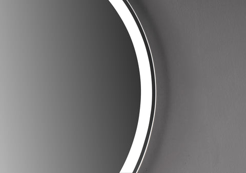 Oglinda LED 90×90 cm Rotunda, Senzor Miscare Premium pentru 3 Tipuri de Lumina, Dimabila, Ceas & Temperatura, Dezaburire