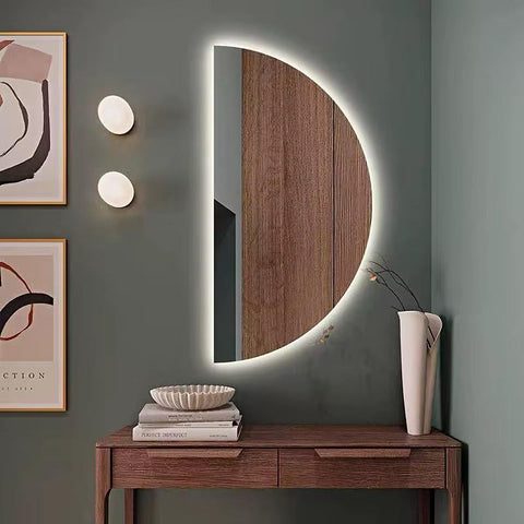 Oglinda LED Premium Model Half Moon 80×150 cm, Senzor de Miscare, 3 Tipuri de Lumină – Calda, Rece, Naturala