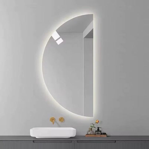 Oglinda LED Premium Model Half Moon 80×150 cm, Senzor de Miscare, 3 Tipuri de Lumină – Calda, Rece, Naturala
