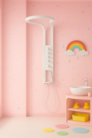 Panel de Dus Lux, Efect de Ploaie, 4 Functii Apa, Alb Mat