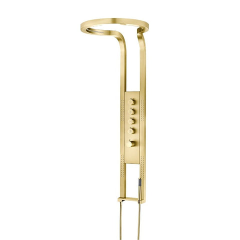 Panel de Dus Lux, Efect de Ploaie, 4 Functii Apa, Auriu Periat, LED