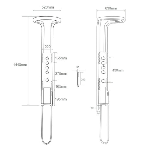 Panel de Dus Lux, Efect de Ploaie, 4 Functii Apa, Gri Antracit