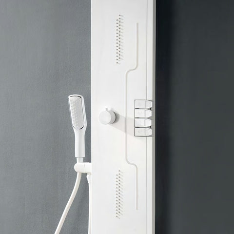 Panel de Dus Shark cu Efect de Ploaie si Jeturi cu Masaj, LED Incorporat, Alb Mat