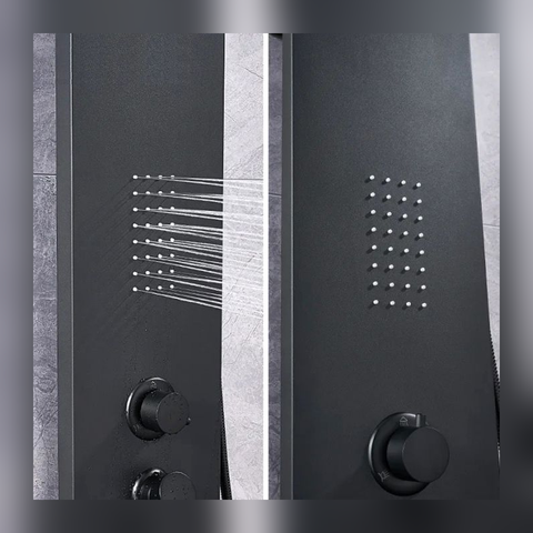 Panel de Dus Shark cu Efect de Ploaie si Jeturi cu Masaj, Negru Lucios