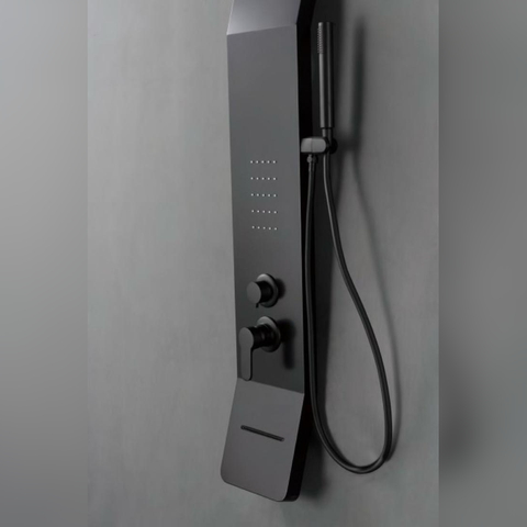 Panel de Dus Shark cu Efect de Ploaie si Jeturi cu Masaj, Negru Lucios
