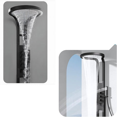 Panel de Dus Lux, Efect de Ploaie, 4 Functii Apa, Negru Mat