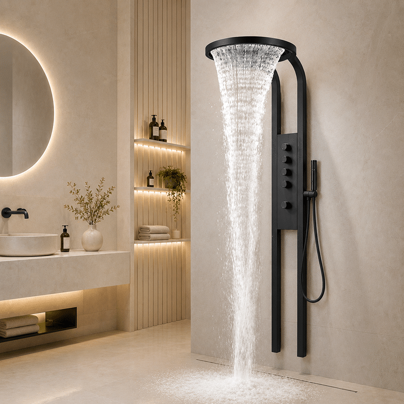 Panel de Dus Lux Imperial, Efect de Ploaie, 5 Functii Hidromasaj , Negru