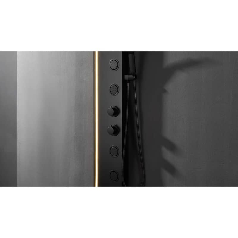 Panel de Dus cu Efect de Ploaie si Jeturi cu Masaj, LED Incorporat, Negru Mat