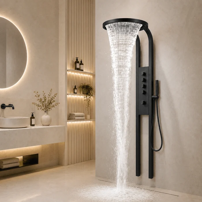 Panel de Dus Lux Imperial, Efect de Ploaie, 5 Functii Hidromasaj , Negru