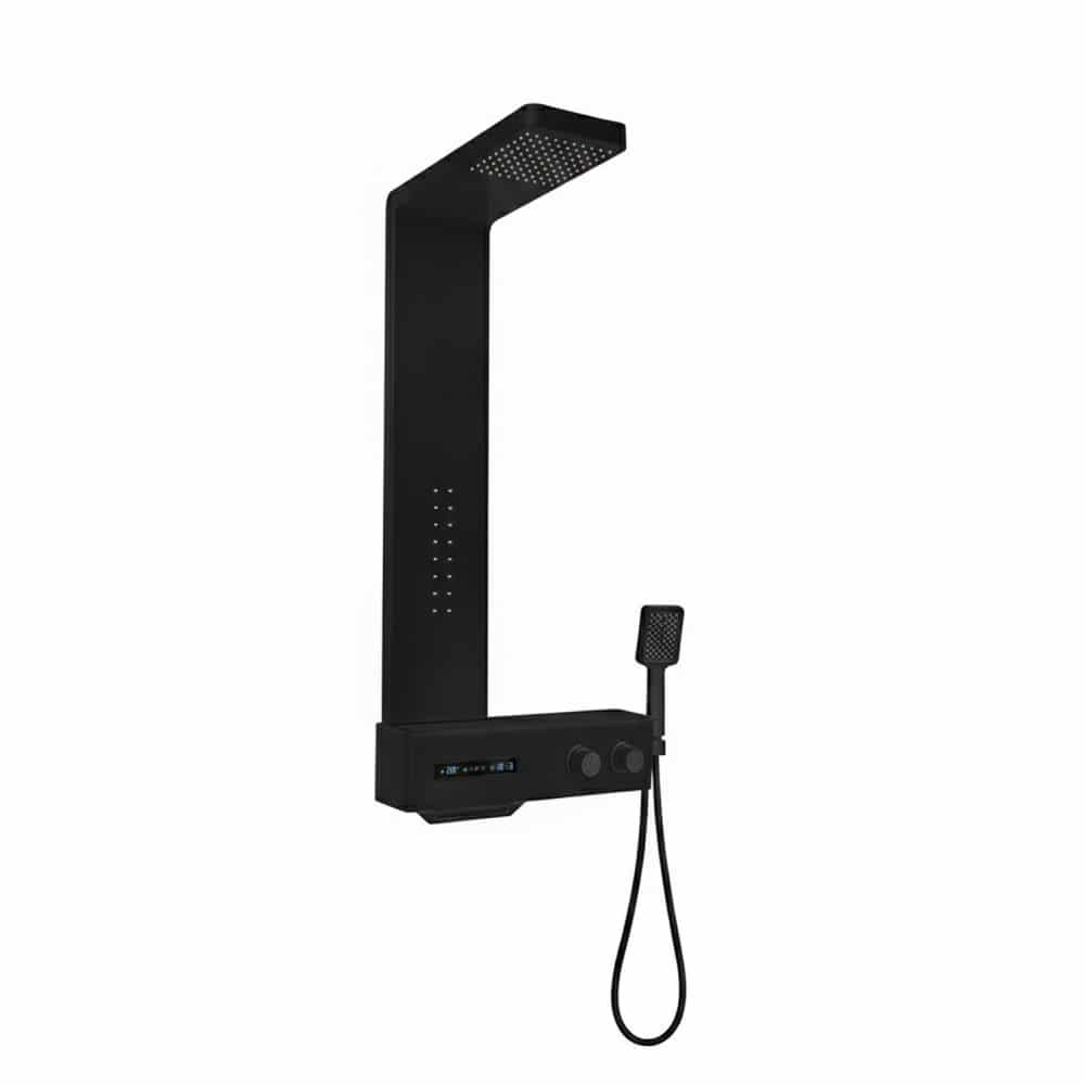 Panel de Dus cu Efect de Ploaie, Afisaj Digital, Jet cu Masaj, Negru Mat