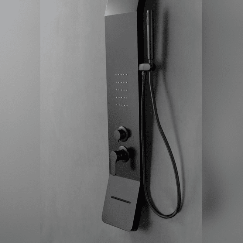 Panel de Dus Shark cu Efect de Ploaie si Jeturi cu Masaj, Negru Mat