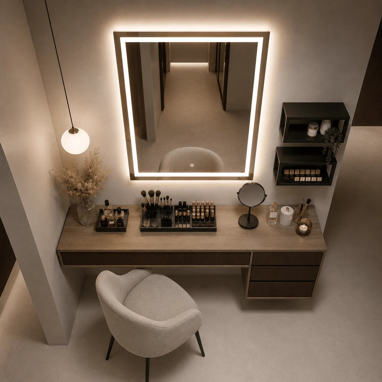 Oglindă LED Premium Dreptunghiulară, 60×80 cm, Iluminare Față-Spate, Dimabilă, Touch, Copper-Free