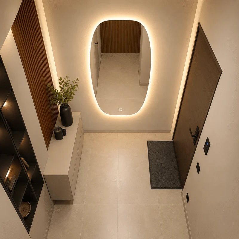Oglindă LED Ovala Premium 60×90 cm, 3 Tipuri de Lumină – Calda, Rece, Neutra