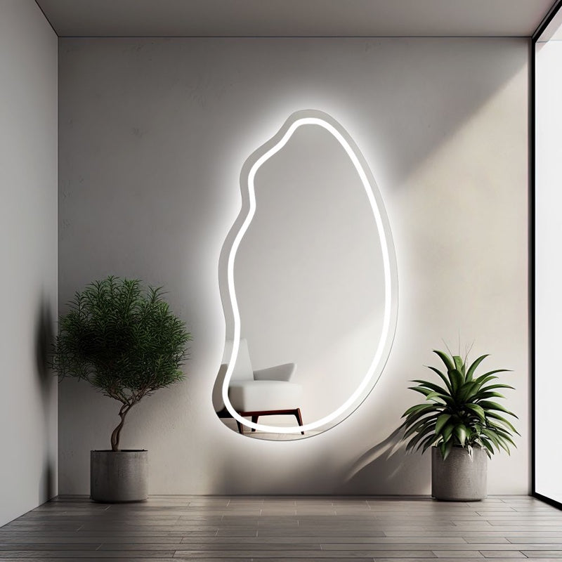 Oglinda LED Asimetrica Premium 60×100 cm, Touch, 3 Tipuri Lumina – Calda, Rece, Naturala